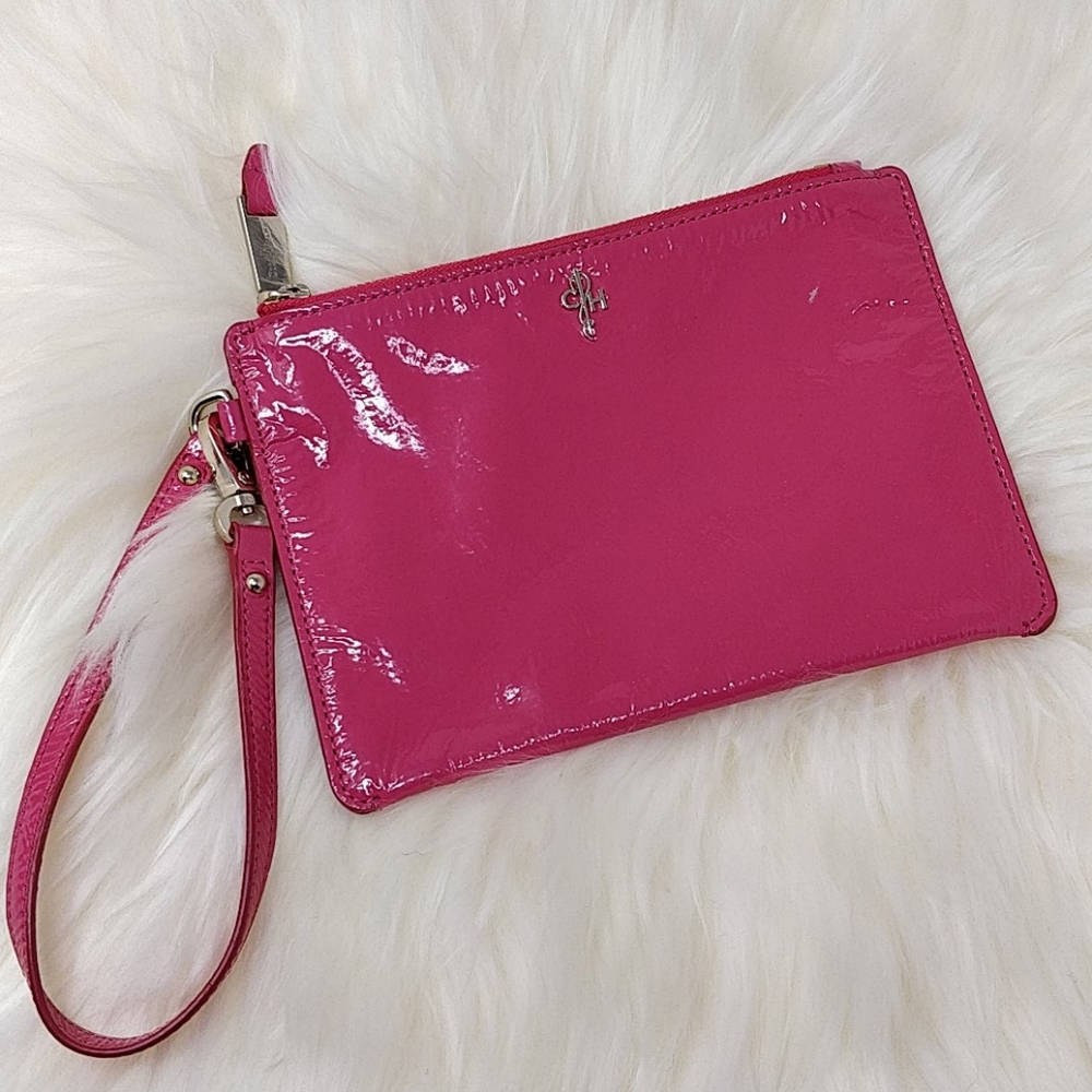 Cole Haan Patent Leather Wristlet Pouch Bag Pink